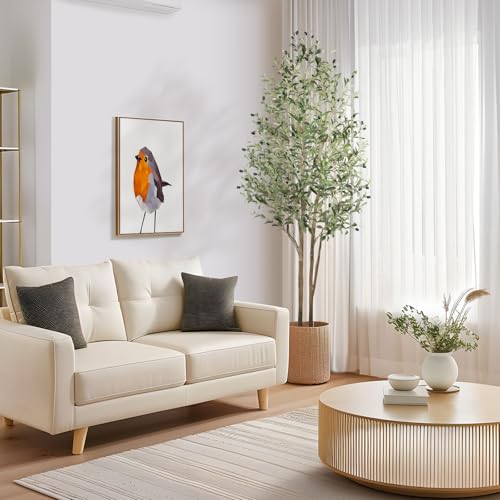 Alupssuc Olive Trees Artificial Indoor, 6FT Tall Faux Olive Tree, Artificial Plants with Natural Wood Trunk and Lifelike Fruits for Home Office Decor