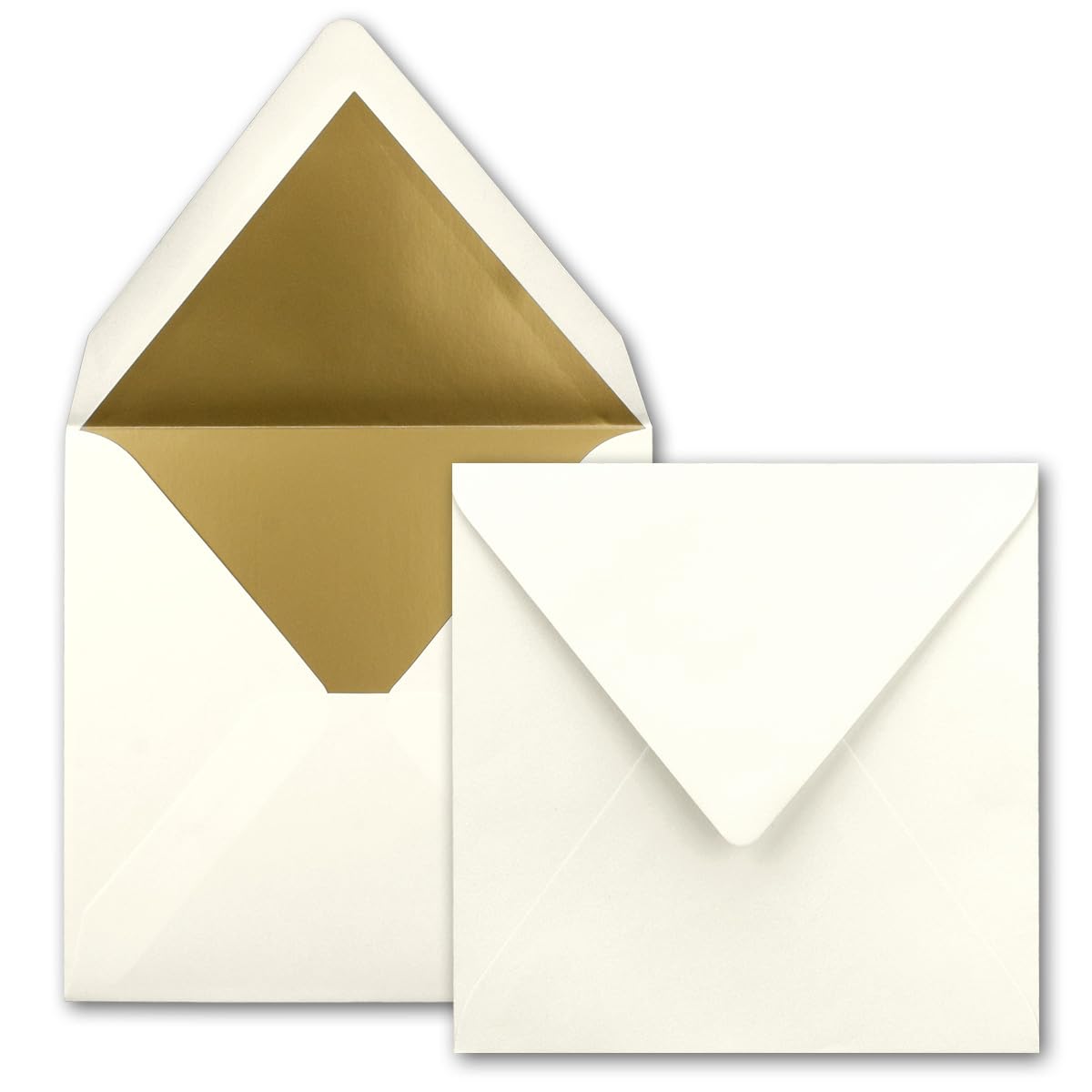 FarbenFroh by Gustav Neuser 25 Pack Square Letter Envelopes 6.1" x 6.1" Natural White Gold Paper Lined Wet Collage