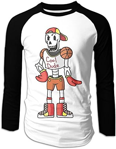 LOVEGIFTTO MEN Mens Undertale Papyrus Cool Dude Long Sleeve Comfort Raglan Tee Shirt Small