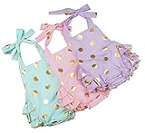 PoshPeanut Toddler Baby Girls' Cotton Summer Outfit Ruffle Rompers Dress