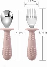 PandaEar 4 Pack Toddler Cutlery Set Stainless Steel U tensils Pink Grey view 2
