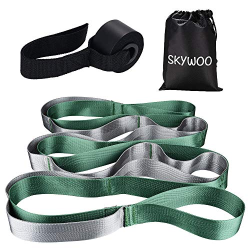 Skywoo Yoga Strap, Stretch Strap with Door Anchor 12 Loops Yoga Stretch Strap for Exercise, Physical Therapy, Pilates, Dance and Gymnastics with Carry Bag