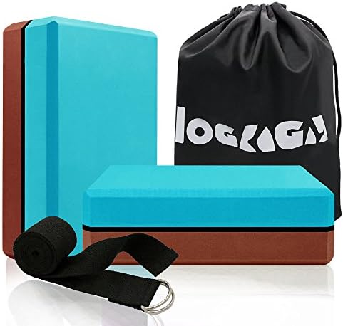Yoga Block, LOGAGA High-Density EVA Foam Yoga Blocks (2 Pack) and Yoga Strap to Support &amp; Deepen Pose, Provide Balance &amp; Flexible - Ideal for Exercise, Pilates, Workout, Fitness &amp; Gym