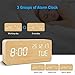 BlaCOG Digital Alarm Clock with Wooden Desk LED Time, Week, Date/Month/Year and Temperature Display, Battery/USB Powered, 3 Alarm Settings, Adjustable Brightness Bamboo/White