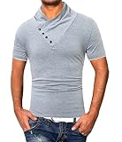 Apparel YYear Men's Cowl Neck Buttons Short Sleeve Basic T-Shirts Tops Light Gray L Book