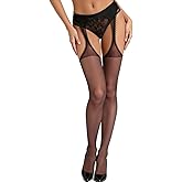 Mila Marutti Suspender Stockings for Women | Sheer Sexy Garter Pantyhose | Thigh High Tights Lingerie