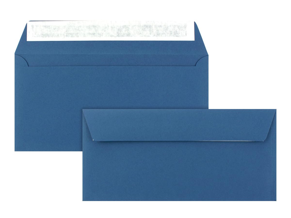 Envelopes DIN Long – Royal Blue – 110 g/m²; 220 x 110 mm – Very Stable – Self-Adhesive – Quality Brand: Neuser Colourful dl royal blue