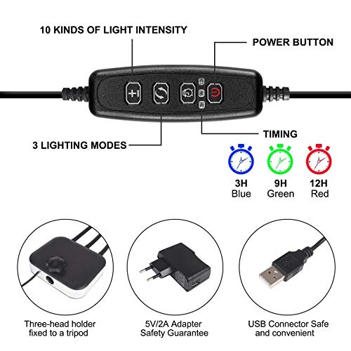 Growing Light with Stand, KORAM 60W LED Tri-Head Full Spectrum Plant Grow Lamps for Indoor Plants, Tripod Stand Adjustable with Timing 3/9/12H Function &3 Modes