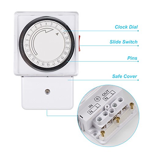 HBN 24 Hour Mechanical Segment Wall Timer Switch for Immersion Heater