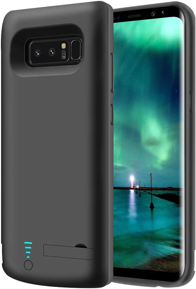Battery Case for Samsung Galaxy Note 8, 6500mAh Rechargeable Extended Battery Charger with S-Pen Hole (Black)