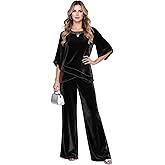 2 Piece Velvet Mother of The Bride Pant Suits for Women Half Sleeve Formal Wedding Set HX021
