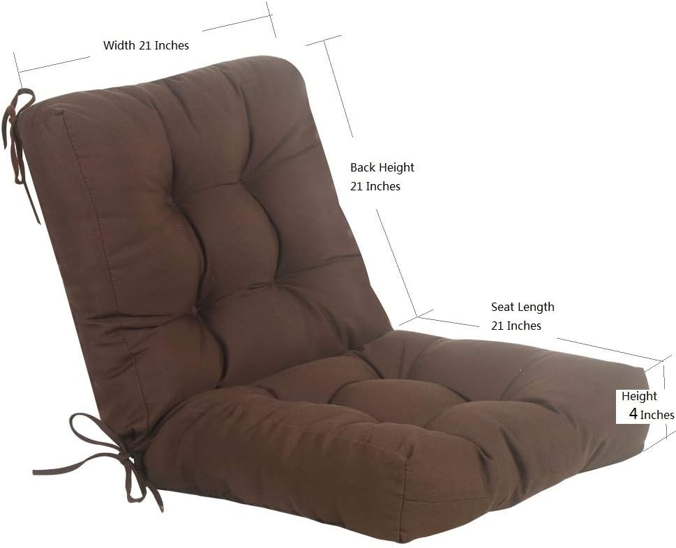 QILLOWAY Outdoor Seat/Back Chair Cushion Tufted Pillow, Spring/Summer Seasonal All Weather Replacement Cushions. (Coffee / Brown / Chocolate) : Garden & Outdoor