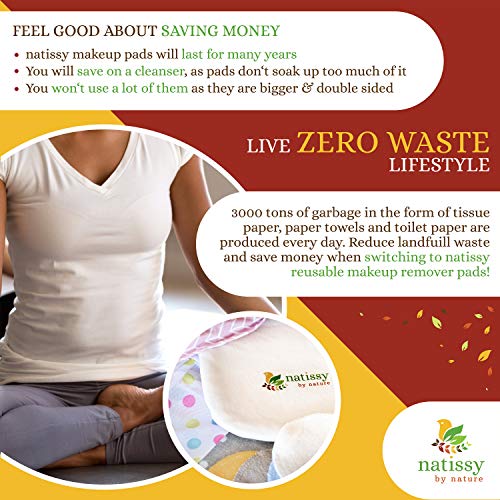 Washable Make up Remover Pads Bamboo, 12-Pack of Reusable Facial Rounds MADE IN EU; Eco Friendly Face Cleansing Cosmetic Cloth Pad; Soft Skin Care Wipes for all Skin Types; EXTRA Laundry&Storage bags