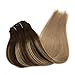 GOO GOO Clip in Hair Extensions Real Human Hair, Remy Human Hair Extensions Clip ins for Women, Natural Human Hair, 18inch 120g 7Pcs, 4/18 Balayage Chocolate Brown Highlighted Dirty Blonde
