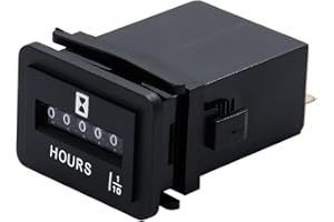 Jayron JR-HM001 Snap in Mechanical Hour Meter Rectangular Hour Meter for DC 6V to 80V Power Equipment Such as Fork Lifts,Golf