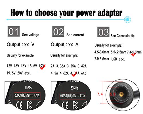 19V 4.74A 90W AC Adapter Laptop Charger for Hp Elitebook 8460p 8470p 8440p 8560p 8760p 8460w 8470w 8570w 8770w Probook 4430s 4440s 4520s 4530s 4540s Compaq 6730b 6530b 6560b 6570b Power Supply Cord