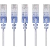 Monoprice 5-Pack SlimRun Cat6A Ethernet Network Patch Cable 10G 6-inch White