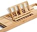 Prosumer's Choice Natural Bamboo Bathtub Caddy Tray Organizer With Book, Tablet, Phone, Wineglass Holder