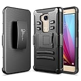 Nagebee Dual Layer Hybrid Rhino Kickstand Belt Clip Holster Combo Case for Huawei Honor 5x - Black