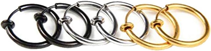 Retractable Earrings No Need Piercing Fake Earrings Fake Nose Lip Ear Ring Stud Hoop Piercing Punk Non-pierced Earring Hoops Body Jewellery for Men and Women.