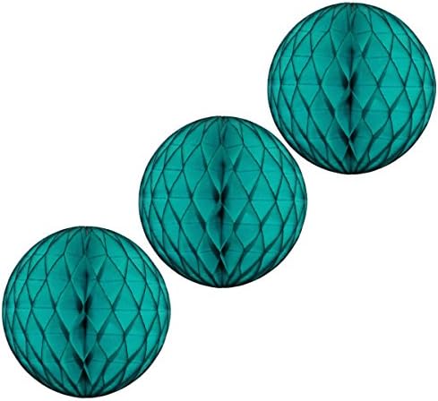 12" Honeycomb Tissue Paper Ball Decoration (3-pack, Teal Green)