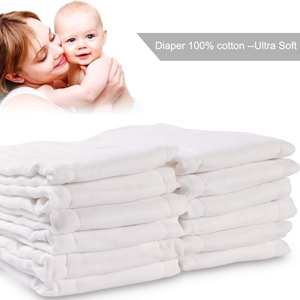 Fasoar 6 Ply Cloth Diapers Prefold, Thick Washable Absorbent Cotton Prefold Cloth Diaper Burp Cloths for Babies and Toddlers Multi-Use (10-35 lbs) 12 Pack: Clothing