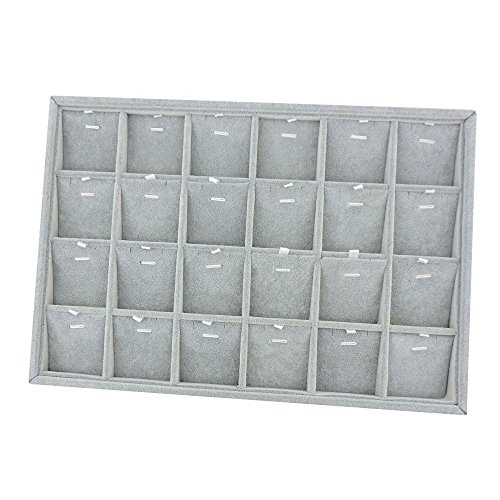 BOCAR Grey Velvet Jewelry Display Showcase Organizer Holder for 24 Drop Pendant Necklace (GP-24DZ) - Thumbnail 4