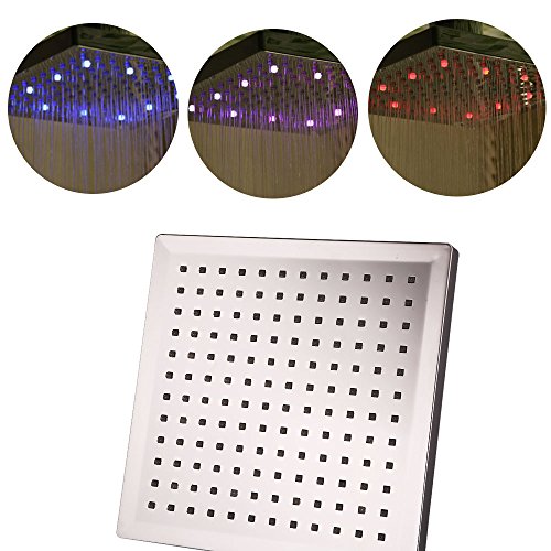 DELIPOP HN11 LED Shower Head Temperature 3 Color Changing 8 inch