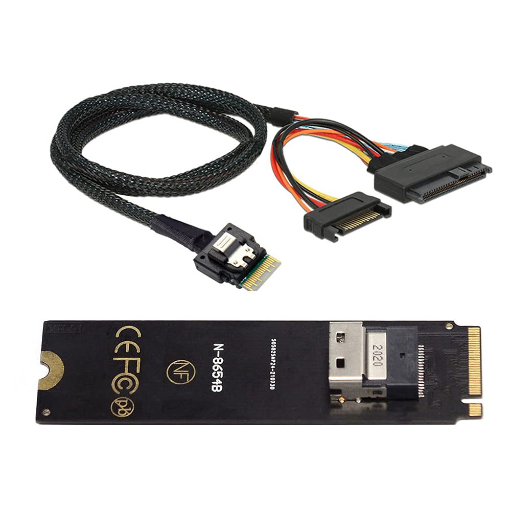 NFHK NGFF M-Key NVME to SFF-8654 Slimline SAS Card Adapter and U.2 U2 SFF-8639 NVME PCIe SSD Cable for Mainboard SSD