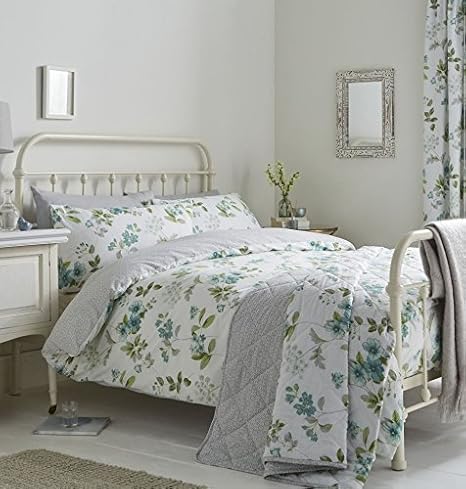 Amazon Com Floral Flowers Leaves Green Teal Cotton Blend Usa