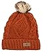 ANGELA & WILLIAM Women's Faux Fur Pompom Fleece Lined Knitted Slouchy Beanie Hat - Rust