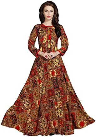 Rv Fashion Women's Reyon Cotton Digital Print Anarkali Dress