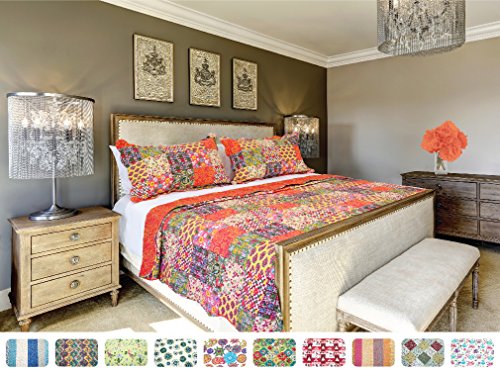 The CONNECTICUT HOME COMPANY Luxury Quilt Collection, Reversible, 3-Piece Set, Top Choice by Decorators, Many Sizes and Patterns, All Season Weight, Machine Washable (Scarlett - Queen/Full)