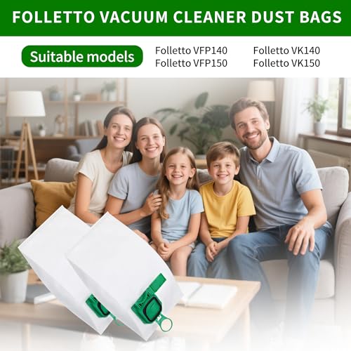 12 Vacuum Cleaner Bags for Vorwerk Kobold VK140 VK150 FP140 FP150 + 2 Filters, Vacuum Cleaner Bags for Vorwerk VK140/VK150/FP140/FP150