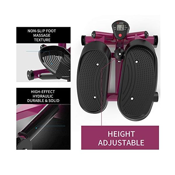 leikefitness-Premium-Portable-Twist-Stair-Stepper-Adjustable-Resistance-Twisting-Step-Fitness-Machine-with-Bands-and-LCD-Monitor-ST6610-2Purple LeikeFitness Premium Portable Twist Stair Stepper Adjustable Resistance, Twisting Step Fitness Machine with Bands and…