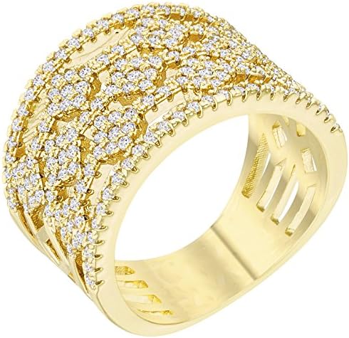Kate Bissett Marlene 0.6ct CZ 14k Gold Wide Band Cocktail Ring