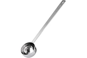 18/8 Stainless Steel Coffee Scoop: U-Taste 6.9in Long Handle Measuring Scooper, Food Grade Measure Spoon with Smooth Edge for Ground Coffee, Bean, Powder, Espresso in Canister (2Tbsp/30ml, Silver)