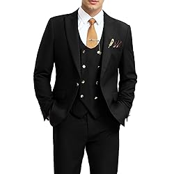 Aowdoy Men's Suits 3 Piece Slim Fit Tuxedo Suit One