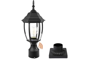 PARTPHONER Dusk to Dawn Outdoor Post Light Hardwired 120V, Waterproof Aluminum Pole Light Fixture with Pier Mount Base, Exterior Lamp Post Lantern Head with Clear Glass for Garden Yard Patio Pathway (6 Inch)