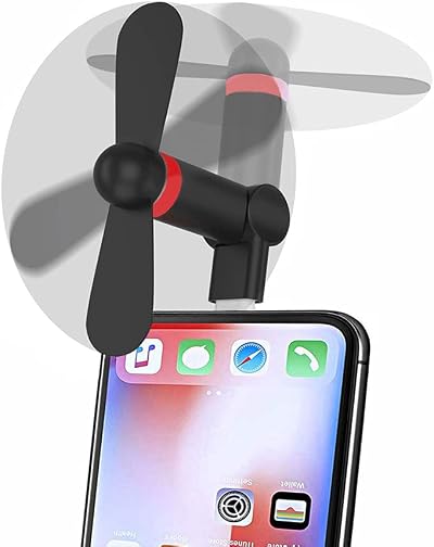 Wuedozue Mini Phone Fan 180 Rotation Portable Cooler for iPhone Android Black