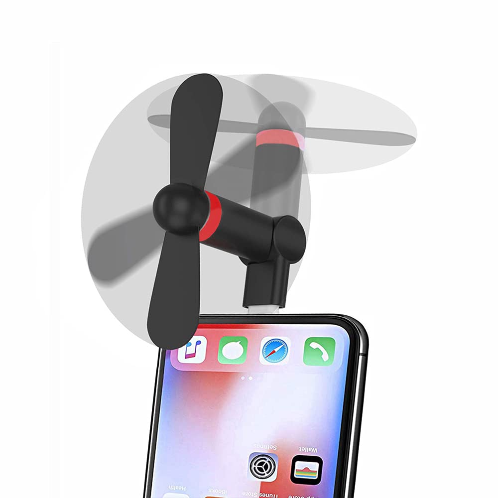 Wuedozue Portable Mini Fan [180 Rotating] Small Cool Cooler Cell Phone Fan Compatible with iPhone 12/11/12 Pro/Xs/Max/X / 8/8 Plus / 7/7 Plus / 6/6 Plus/iPod and Other Devices