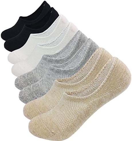 Women's No Show Socks Cotton Mesh Knit Non Slip Low Cut for Girl Flats Boat Liner Pack 4 Size5-8.5