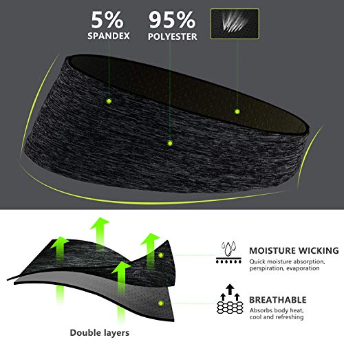 Zollen Mens Headbands 3 Packs Guys Sweatband and Sports Headband for Men for Running, Cross Training, Racquetball, Working Out, Performance Stretch and Moisture Wicking - Thumbnail 4