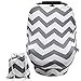 Baby Car Seat Covers Super Soft Stretchy and Breathable Nursing Canopy for Boys and Girls with Pouch Cute Gray Wave Stripes