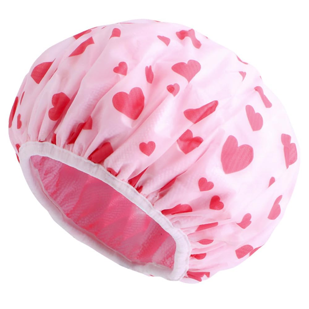 Shower Cap Double Layer Waterproof Bath Hair Cap Reusable Bathing Cap Terry Cloth Lined Eva Exterior for All Hair Length Women Home Hotel Travel Essentials Accessories
