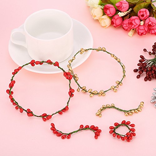 image for BBTO 400 Pieces Multicolor Artificial Holly Berries Christmas Fake Fru