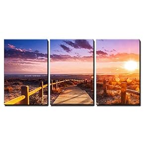 3 Piece Canvas Wall Art - Sunset Beach Near Almeria. Cabo de Gata Nijar Natural Park, Almer铆a. Spain. Andalusia - Modern Home Art Stretched and Framed Ready to Hang - 16"x24"x3 Panels