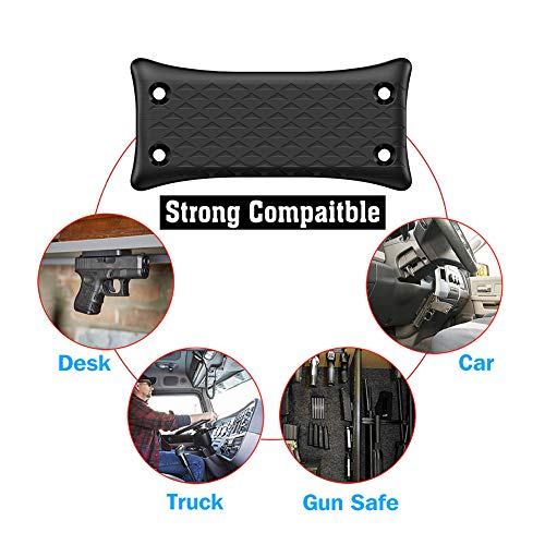 2-Pack Gun Magnet Mount, 50 Lbs Rating,Rubber Coated Gun Holder for Pistol, Handgun, Shotgun, Rifles, Revolvers, Safe, Hunting, Firearm Accessories, Using in Car, Truck, Wall, Desk, Vehicle and Home - Thumbnail 4