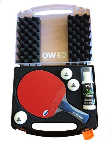 Bribar Beginner Table Tennis Set: Protective Case + Custom Bat + 3 Star Balls + Bat Cleaner