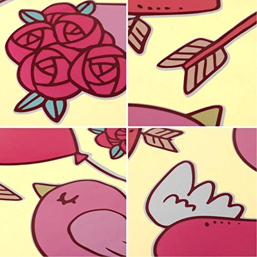 LOCOLO Valentine's Day Window Clings Decorations - Wall Glass Fridge Toilet Pink Removable Vinyl Sticker Decals for Home, Office - Valentines Party, Wedding, Anniversary Decorations, 22×13 Inch
